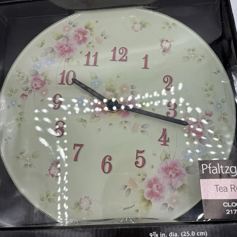Pfaltzgraff Wall Clock Tea Rose Floral 9 7/8